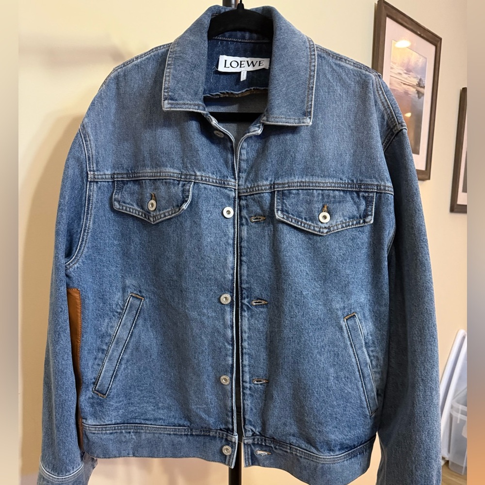 Loewe Men’s Denim Jacket Leather Patch color Blue size 48